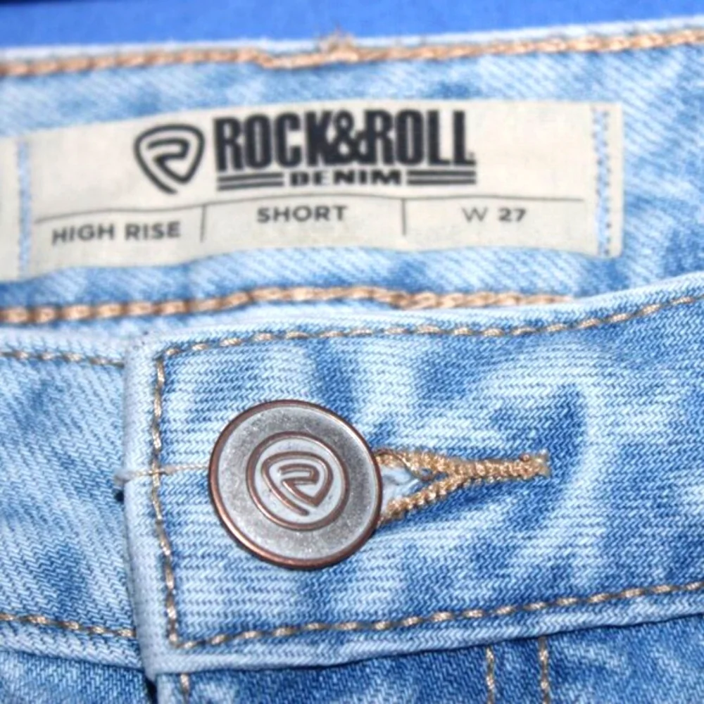 Rock & Roll Denim Star Distressed Denim Shorts Blue NWT